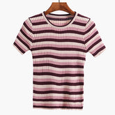 Colorblock Stripe Ribbed Tee